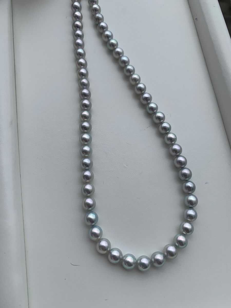  【超希少】無調色アコヤ真珠オーロラブルーロゼ bluerose ネックレス 越物 真珠科学研究所
