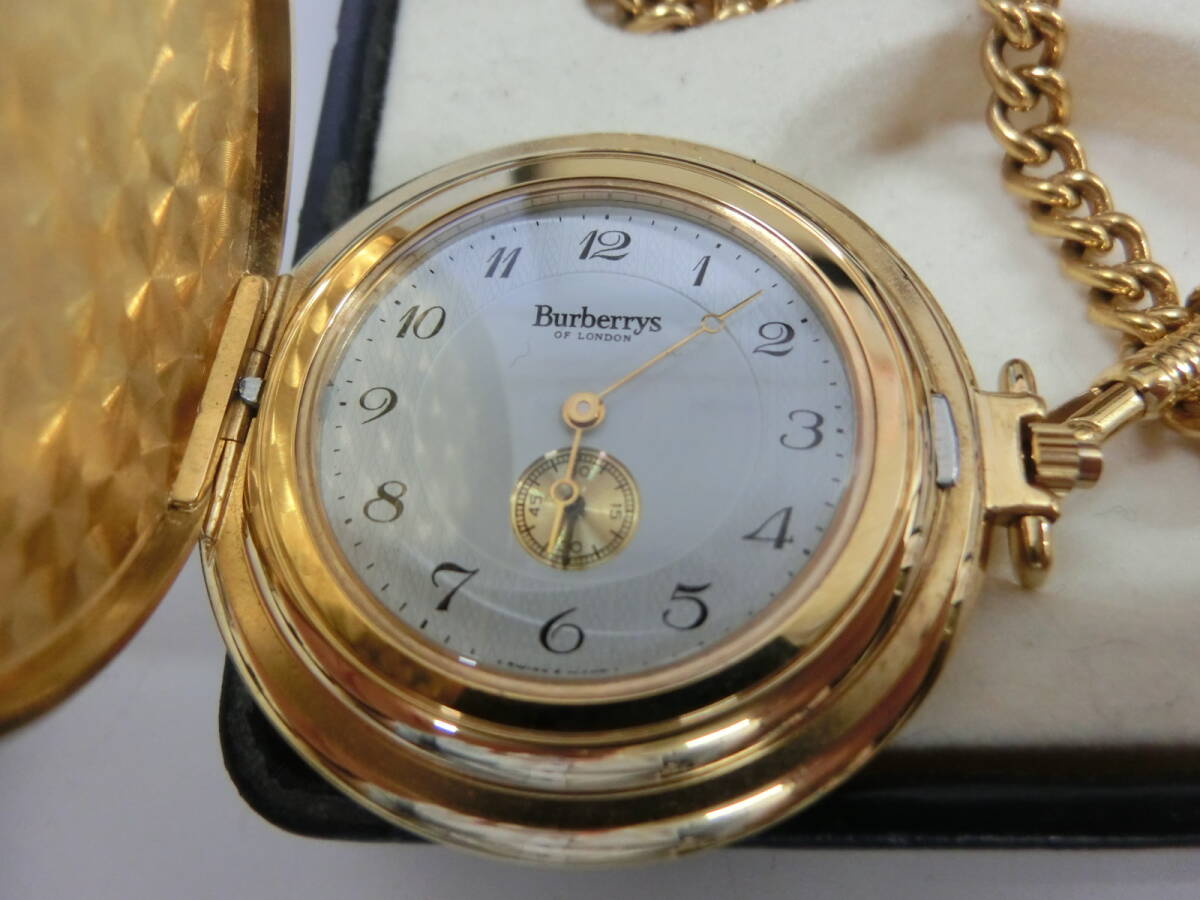 *Burberrys Burberry z карманные часы с футляром работа средний б/у товар 1 иен старт 
