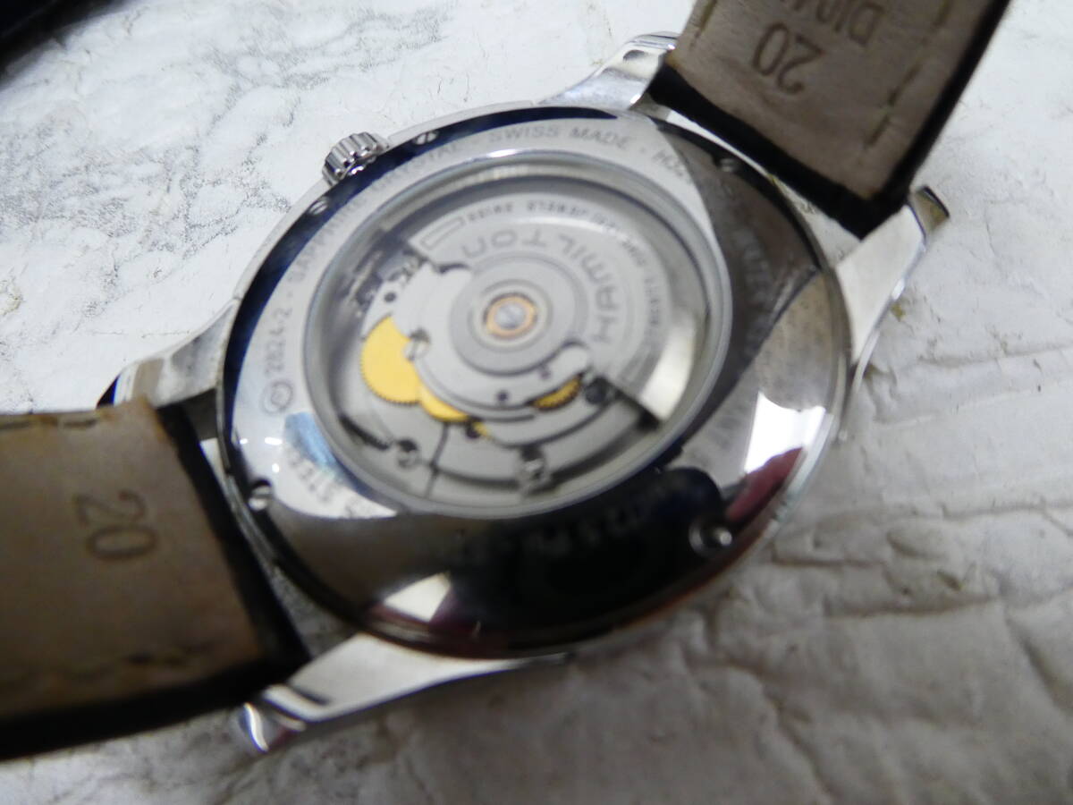 ☆ HAMILTON ハミルトン H325651 ジャズマスター ビューマチック 裏スケ 腕時計 革ベルト １円スタート ☆の画像3