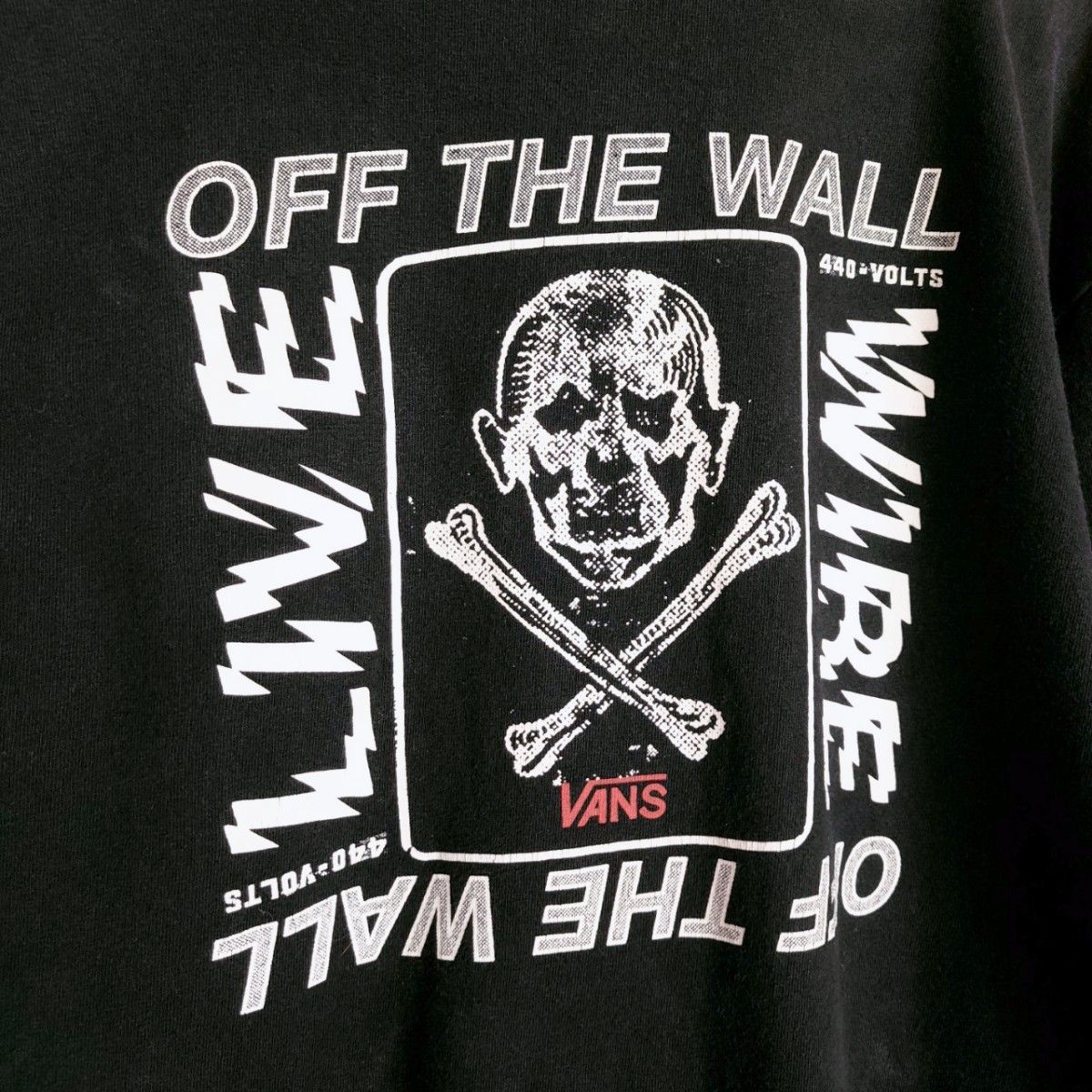 Mサイズ相当/VANS バンズ 長袖Tシャツ 黒(ブラック)系 ロンT