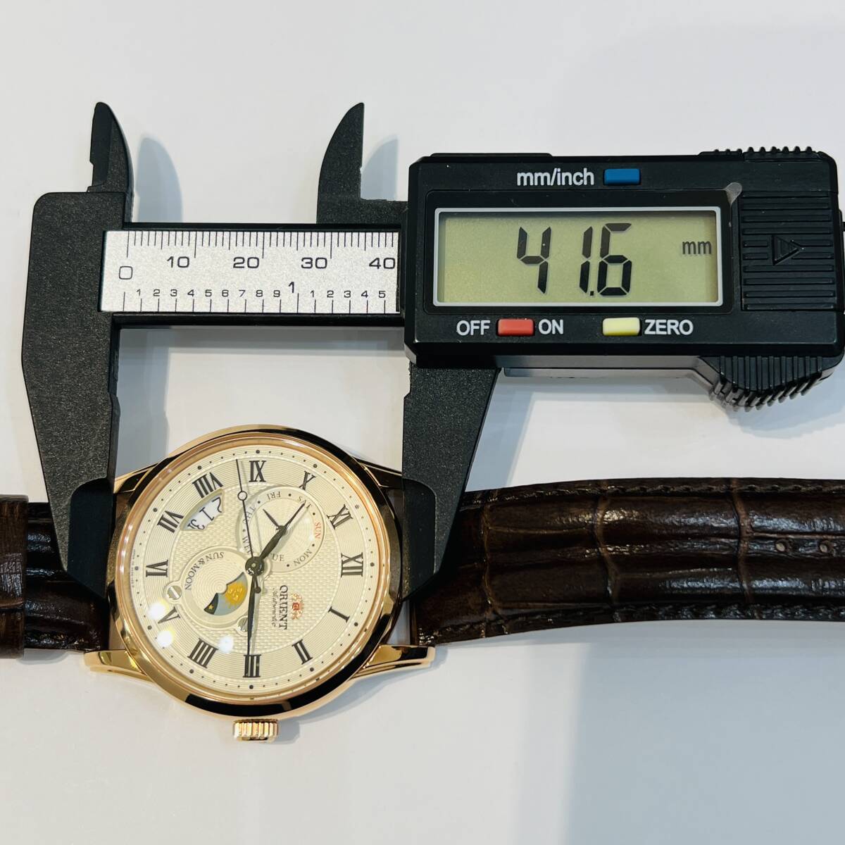 [ORIENT/ Orient ]RN-AK0001S AT SUN&MOON 5 atmospheric pressure waterproof leather belt wristwatch operation goods *45982