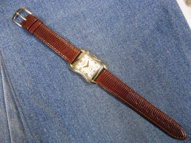 1954年代 LONGINES ロンジン 10KGF 大型アワーグラス スイス製アンティーク手巻腕時計 稼働希少美品！注油済みの画像9