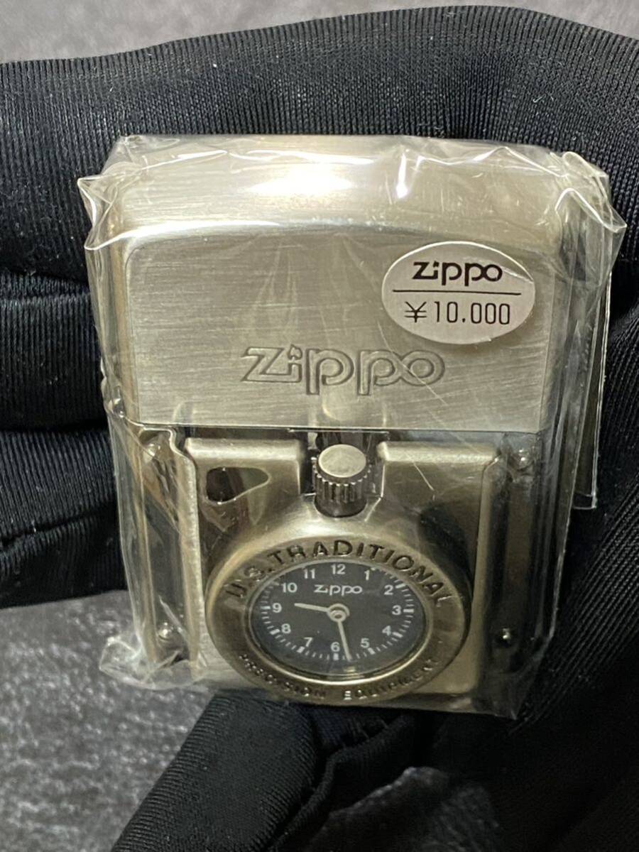 zippo タイムライト 文字盤 濃紺 ガンメタリック 希少モデル ヴィンテージ 1995年製 TIME LIGHT U.S. 専用缶ケース 保証書付き 