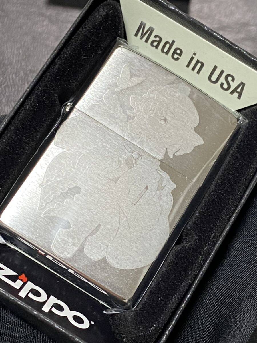 zippo 女の子 キャラ 前面加工 希少モデル 2010年製 シルバーインナー 2010年製 ケース 保証書付き _画像1