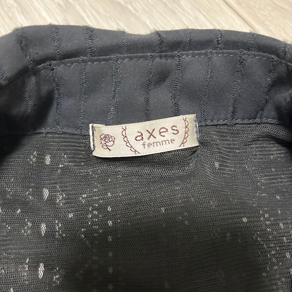 axes femme  ブラウス　 シャツ　 チュニック　 トップス　 カットソー　レイヤード　アンサンブル　ストライプ　レース