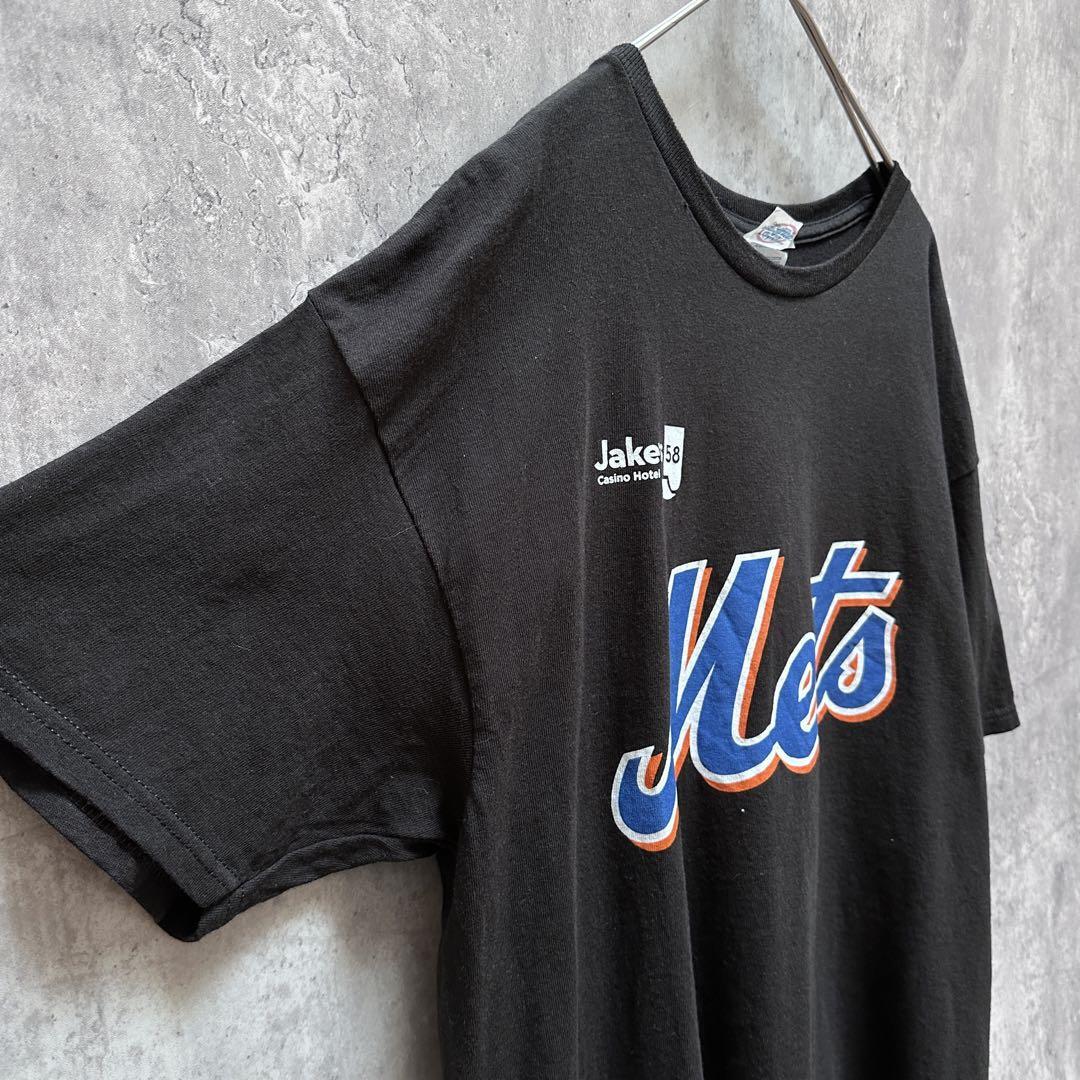DELTA　デルタ　Mets　両面　プリント　Tシャツ　半袖　メンズ　古着　Lサイズ　アメリカ　ブラック　黒