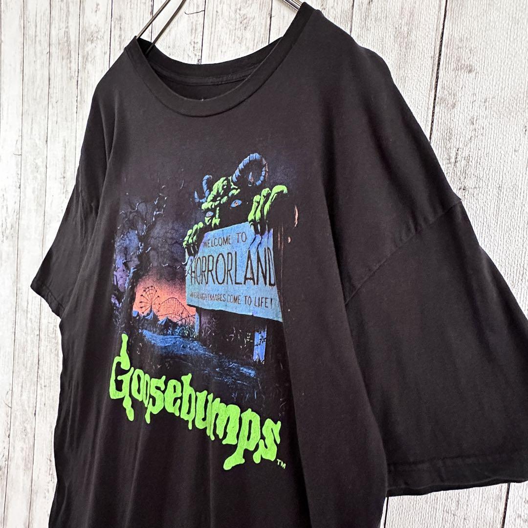 Goosebunps US アメリカ古着 Tシャツ XLサイズ ブラック黒 プリント ホラーキャラクター