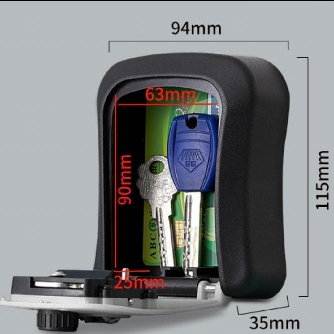 【新品】キーボックス ダイヤル式 盗難防止 セキュリティキーボックス 防犯 屋外 暗証番号 鍵管理 壁掛け 簡単設定 の画像3