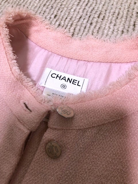 CHANELシャネル☆めちゃ可愛いピンクココボタン☆サマーツイードジャケット☆３６_画像2