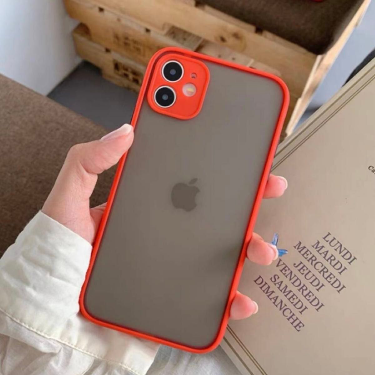 iPhone12mini case マットクリア レッド おしゃれ 韓国 可愛い TPU 半透明 スマホケース 新品