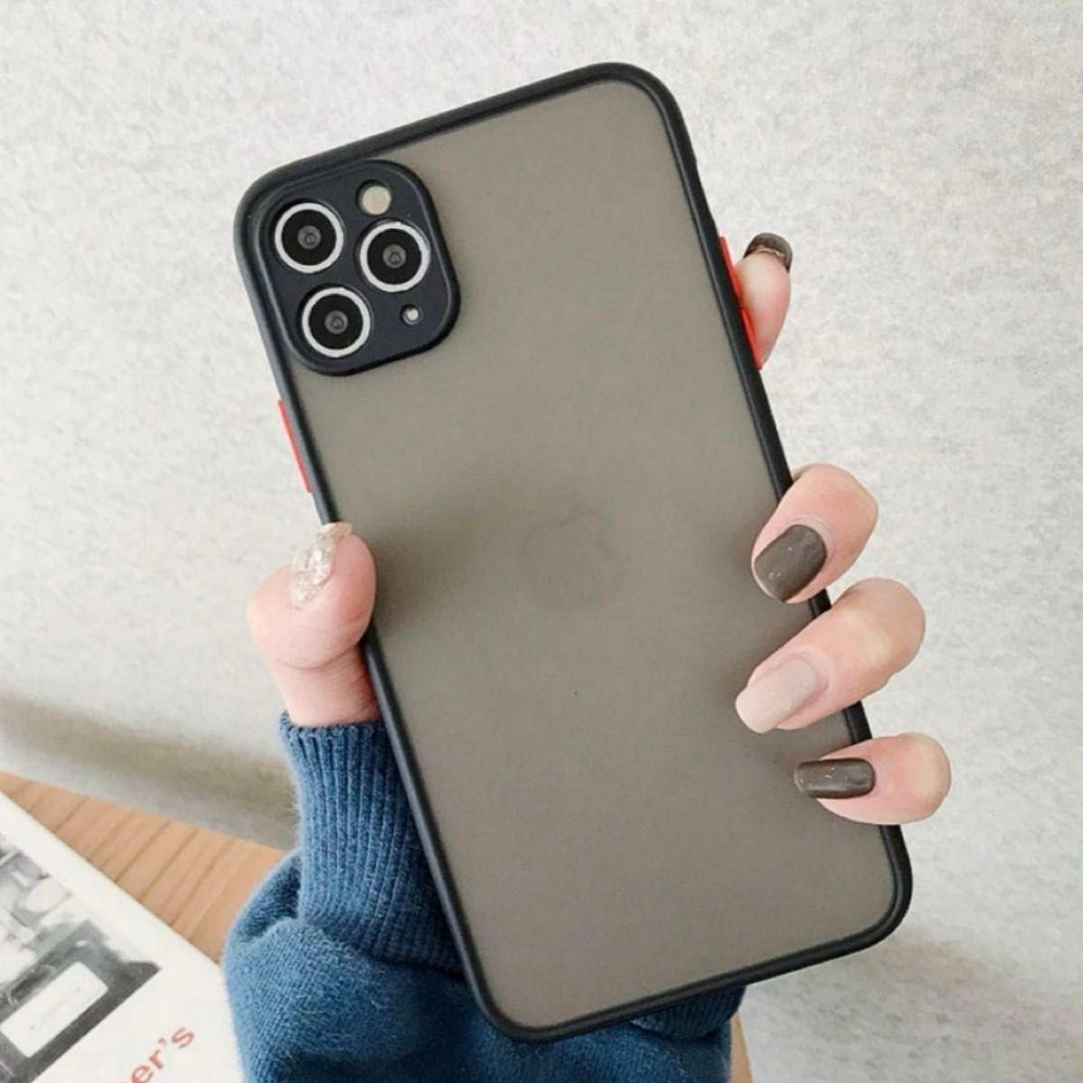 iPhone15 case マットクリア ブラック スマホケース おしゃれ 韓国 可愛い TPU 新品