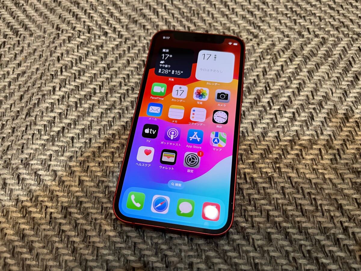 1円～ SIMフリー Apple iPhone12mini 128GB PRODUCT RED iOS17.5最新 MGDN3J/A 覗き見防止フィルム付き 難あり ジャンク_画像3