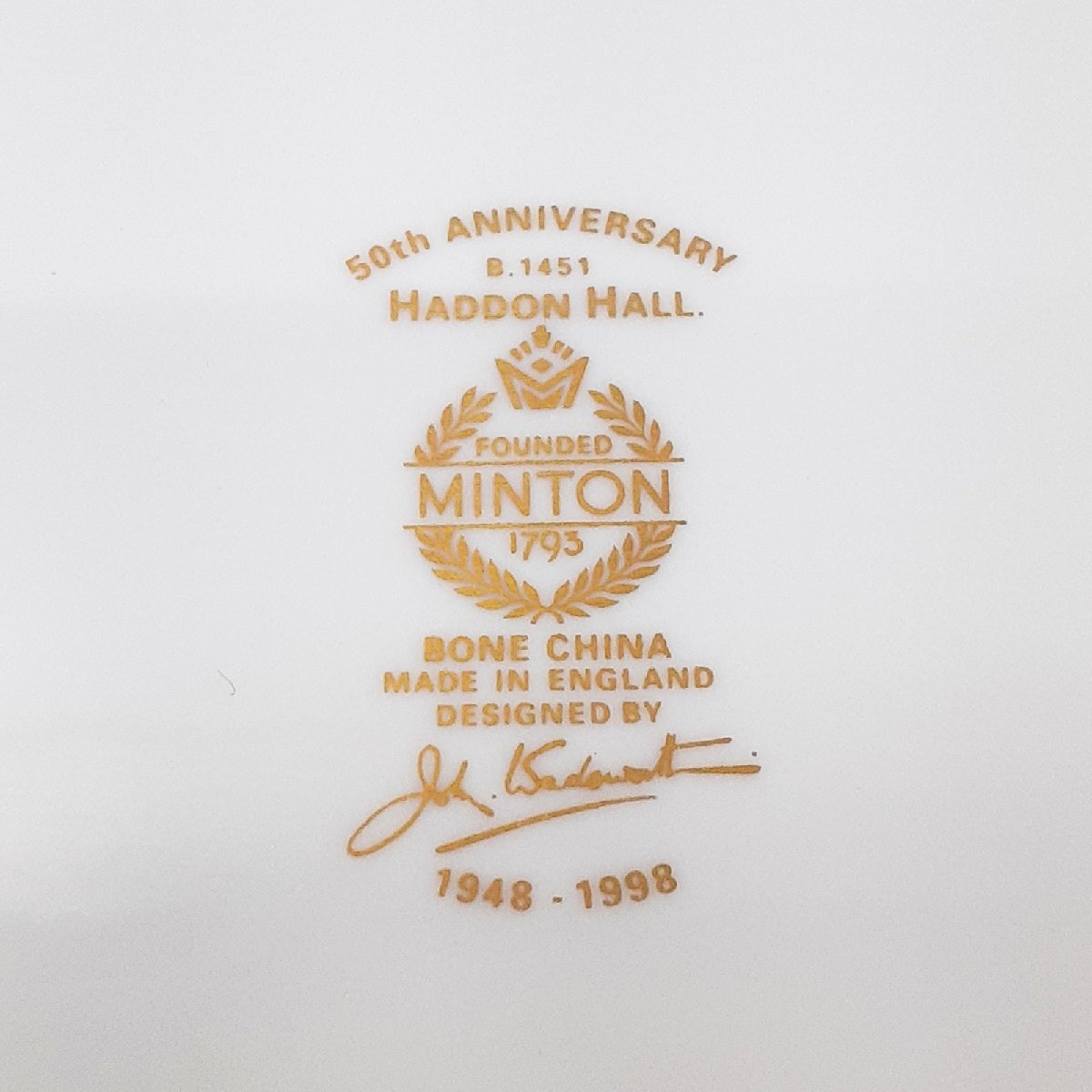 MINTON ミントン 50th ANNIVERSARY HADON HALL 50周年 ハドンホール カップ&ソーサー 3客 ケーキ皿 3枚 セット 金彩の画像10