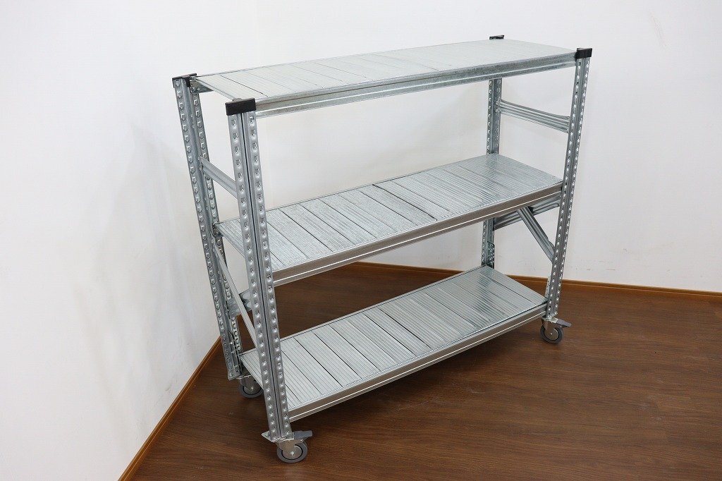 J6315*METAL SISTEM/ metal system * light weight rack *1 pcs * with casters * Italy made * open shelf * storage *1280×420×1180mm*3 step 