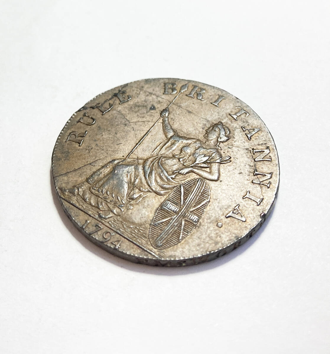 １円スタート! ・1794イギリス 1/2ペニートークン ハウ伯爵・アンティーク コイン_画像5