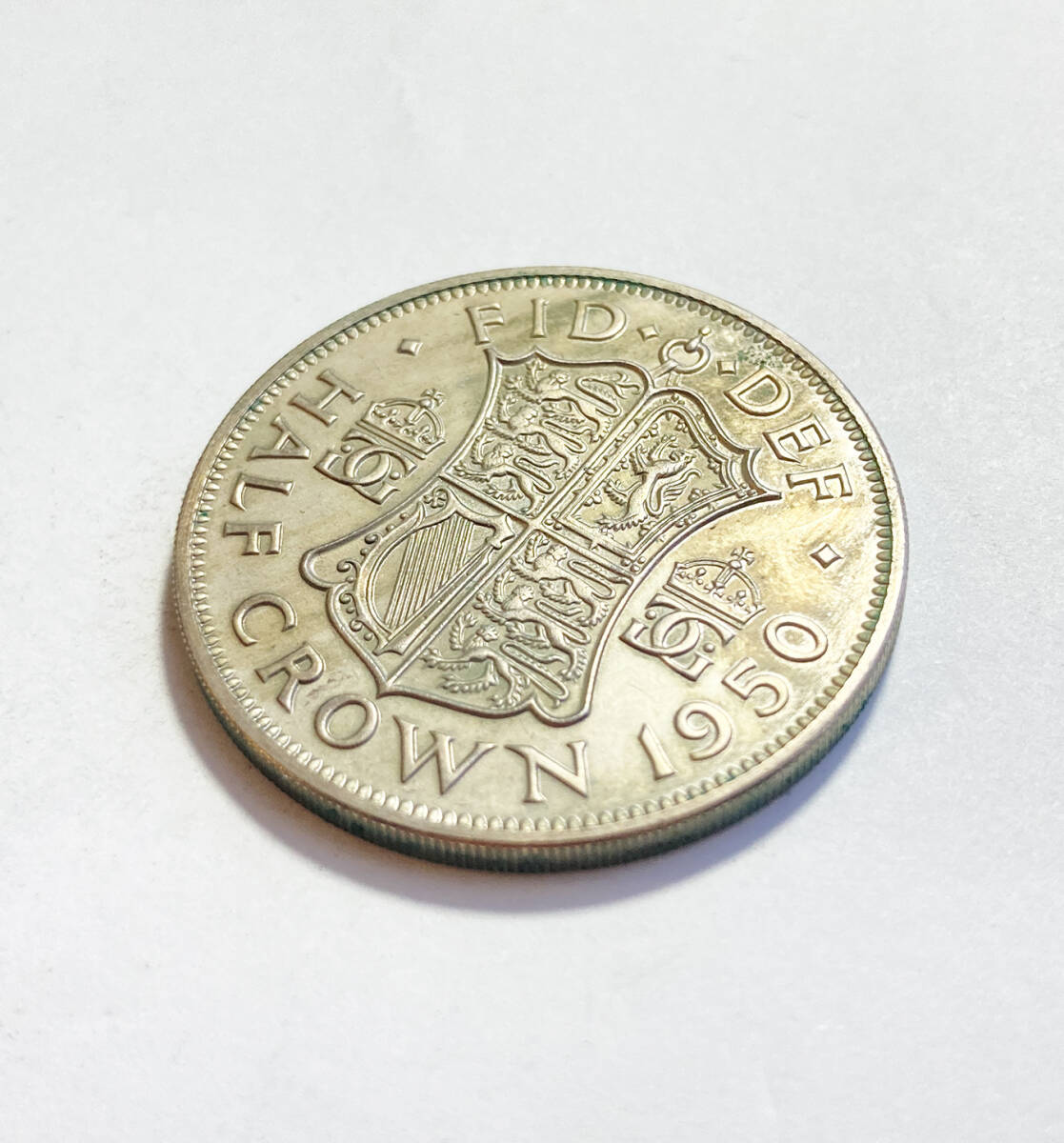 １円スタート! ・イギリス 1950年 1/2クラウン 白銅貨 ジョージ6世・アンティーク コイン_画像2