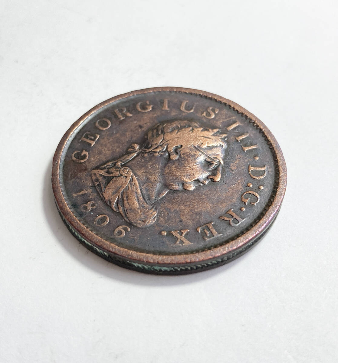 １円スタート! ・1806イギリス 1ペニー青銅貨 ジョージ3世・アンティーク コイン_画像2