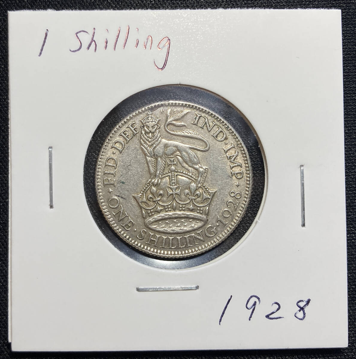 １円スタート! ・1928 イギリス 1シリング銀貨 ジョージ５世・アンティーク コイン_画像5