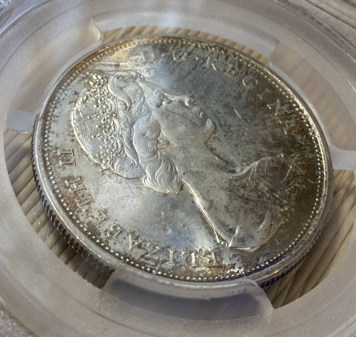 １円スタート! ★美トーン★カナダ 1965年50セント銀貨 PCGS MS63 ★ 世界コイン銀貨 _画像9