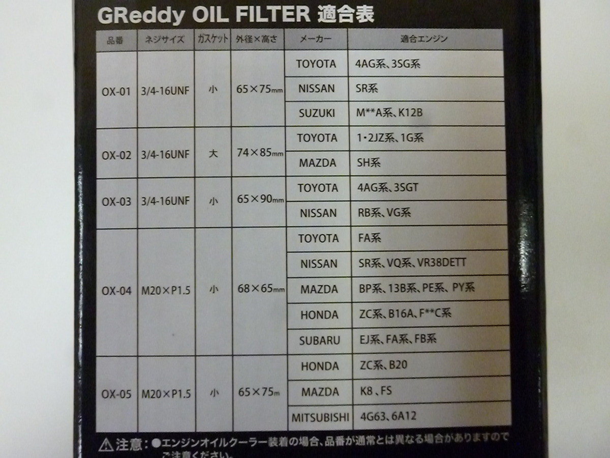 送料無料【即納】トラスト TRUST GReddy OIL FILTER オイルフィルター OX-05 M20×P1.5 品番13901105 沖縄、離島発送不可_画像2