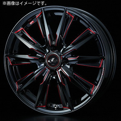 【個人宅発送可能】ウエッズ Weds 16X6.0J +42 4H 100 BK/SC(RED) ホイール 1本 LEONIS GX レオニス・ジーエックス (39341)_画像1