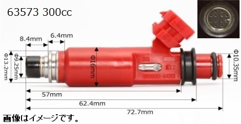 サード SARD 汎用大容量インジェクター 300cc 噴射孔数 12 赤 カプラー形状 楕円 スプレーパターン 丸噴き スプレー角 14度(63573)_画像はイメージです。