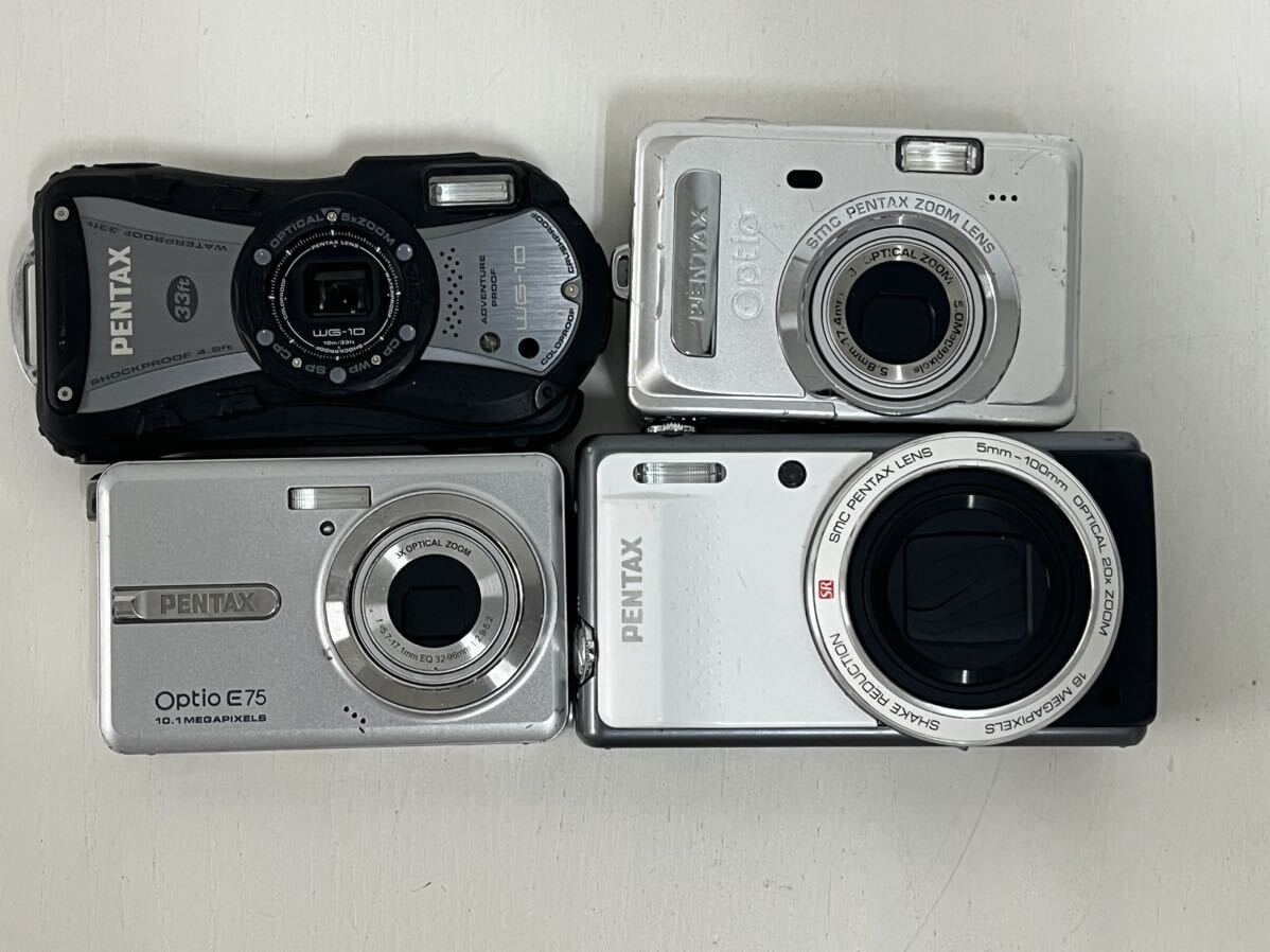 531h PENTAX ペンタックス コンパクトデジタルカメラ Optio VS20 WG-10 E75 S55 まとめ 4台 _画像1