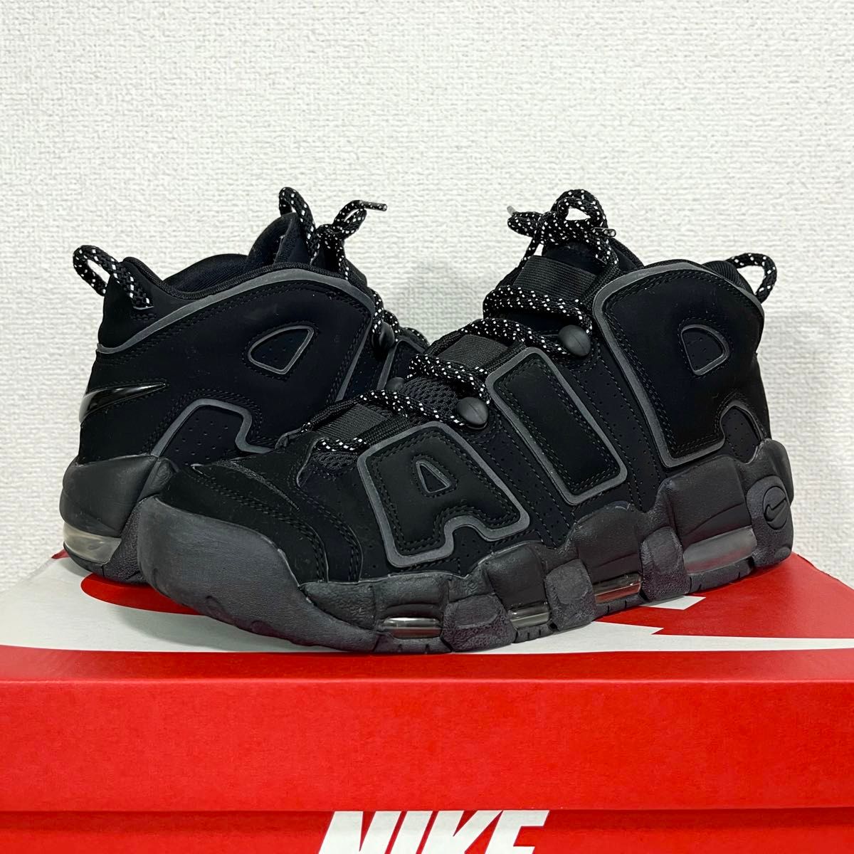 極美品希少 ナイキ エアモアアップテンポ モアテン トリプルブラック 27cm NIKE AIR MORE UPTEMPO 箱付き