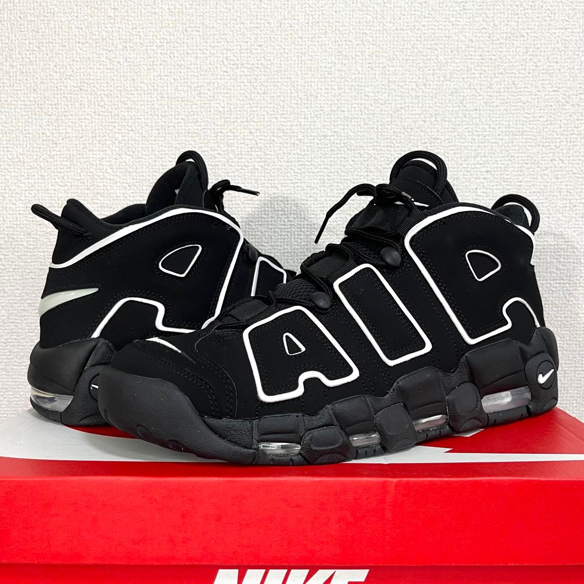 極美品 ナイキ エアモアアップテンポ モアテン ブラックホワイト 箱付き 28.5cm NIKE AIR MORE UPTEMPO