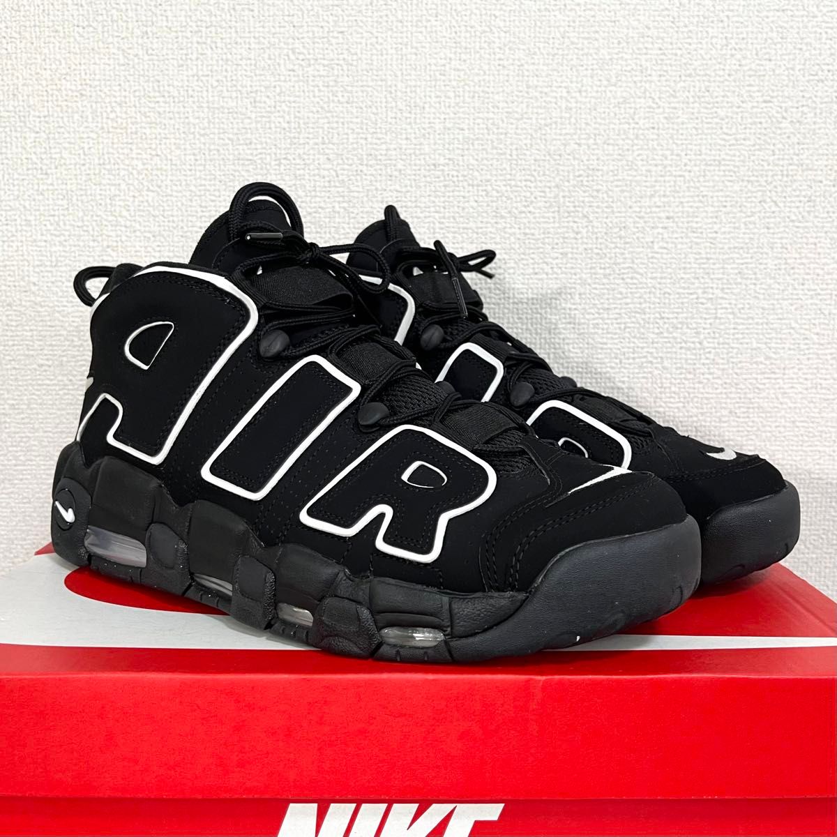 極美品 ナイキ エアモアアップテンポ モアテン ブラックホワイト 箱付き 28.5cm NIKE AIR MORE UPTEMPO