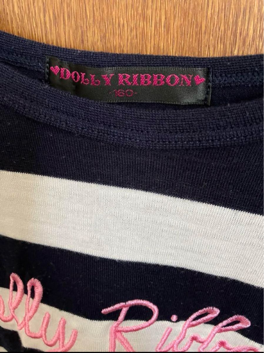 DOLLY RIBBON デザイン　Tシャツ　160サイズ　チュニック ボーダー 半袖Tシャツ