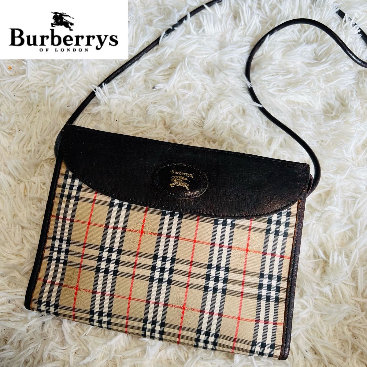 【良品】Burberrys バーバリーズ　ノバチェック　ショルダーバッグ　斜め掛け　ヴィンテージ　シャドーホース　ブラウン