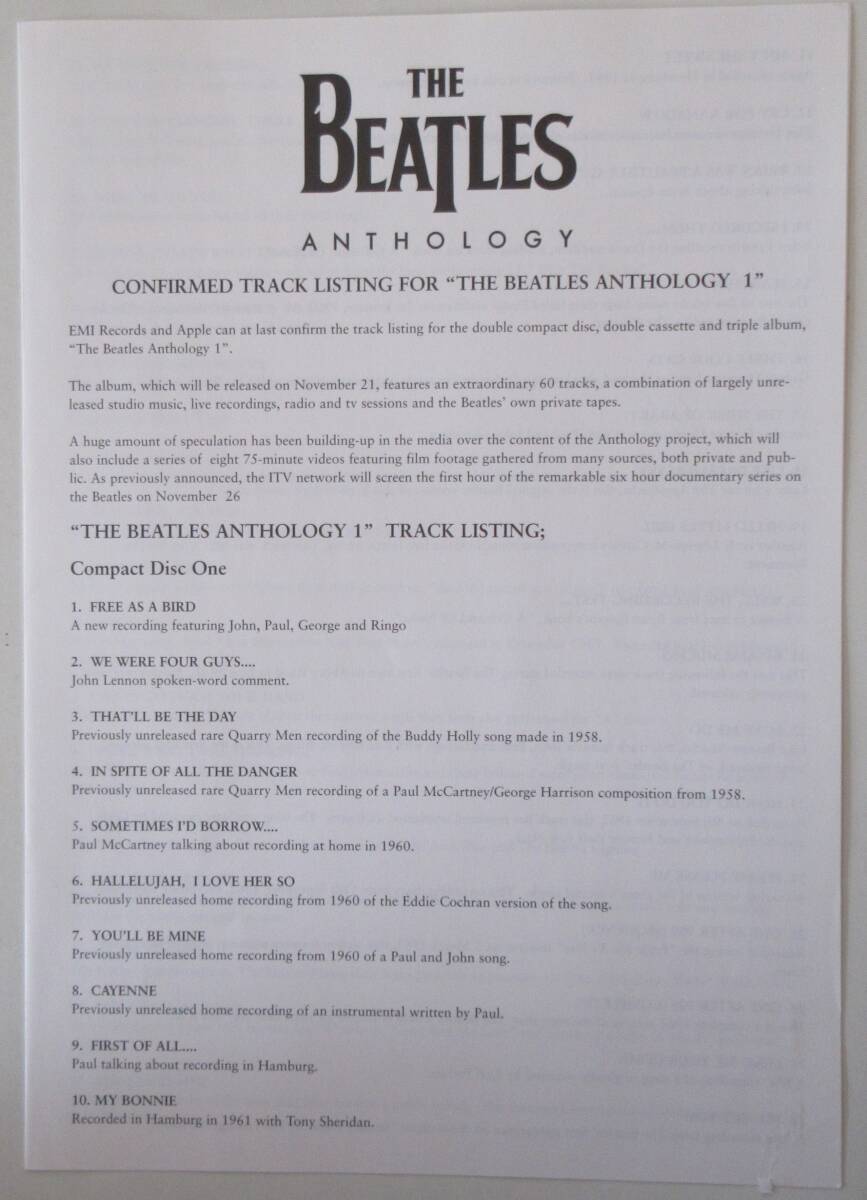 ビートルズ（BEATLES）「アンソロジー（ANTHOLOGY）１」のプロモーションキット_画像5