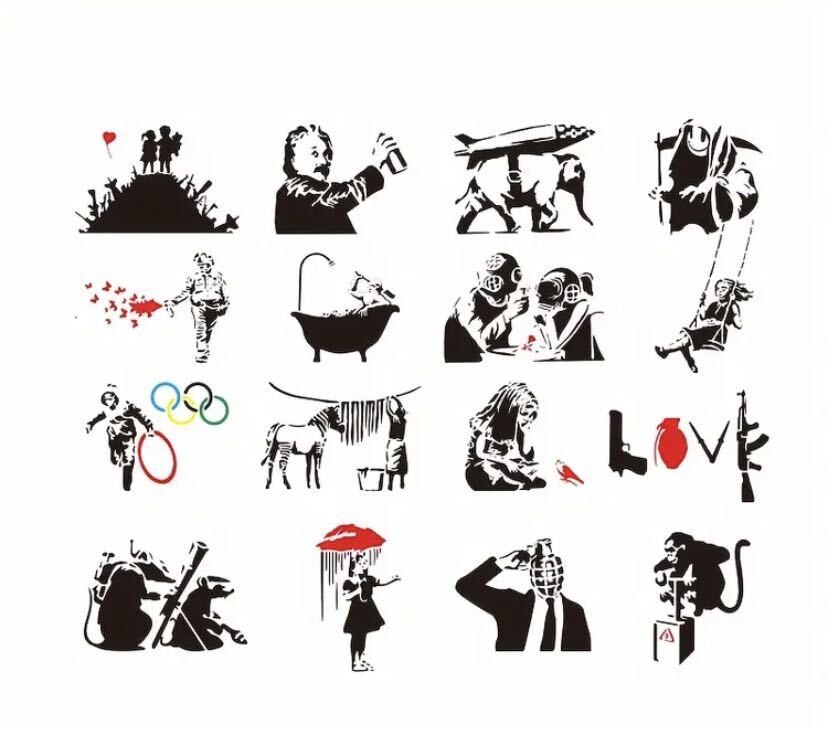 バンクシー　ステンシル　16枚セット　Banksy Keith Haring_画像1