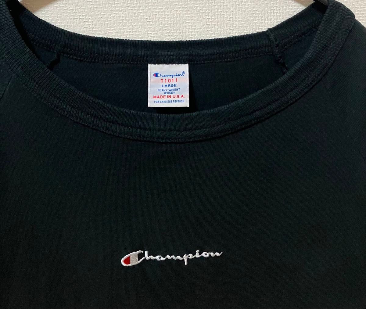 USA製　Champion チャンピオンT1011 ティーテンイレブン　ヘビーウェイトロングTシャツ　センターロゴ　ラグラン　丸胴