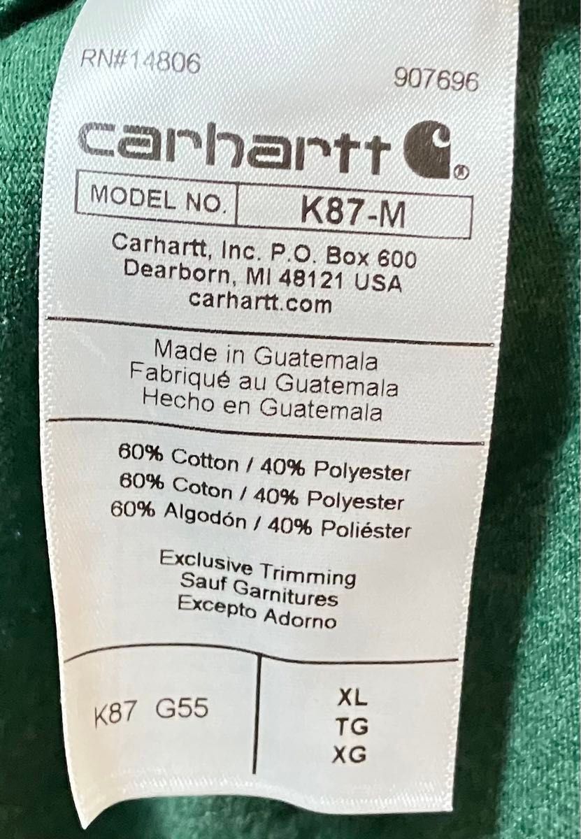 新品未使用タグ付　carhartt カーハート　ポケット付きTシャツ オーバーサイズ ビッグシルエット K 87 ＸＬサイズ 半袖