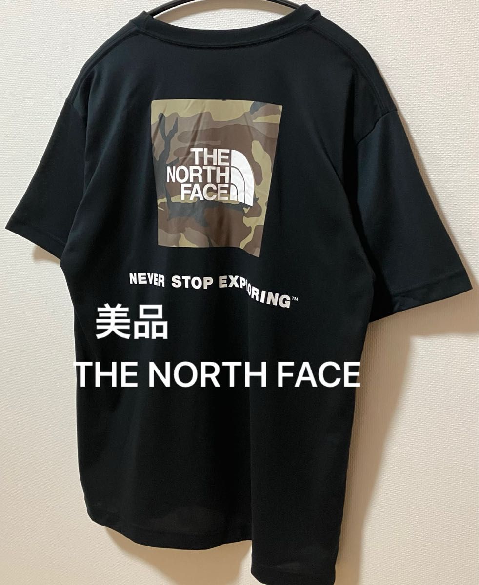 美品　THE NORTH FACE ノースフェイス ビッグブランドロゴTシャツ  バックプリント　カモ柄ボックスロゴ