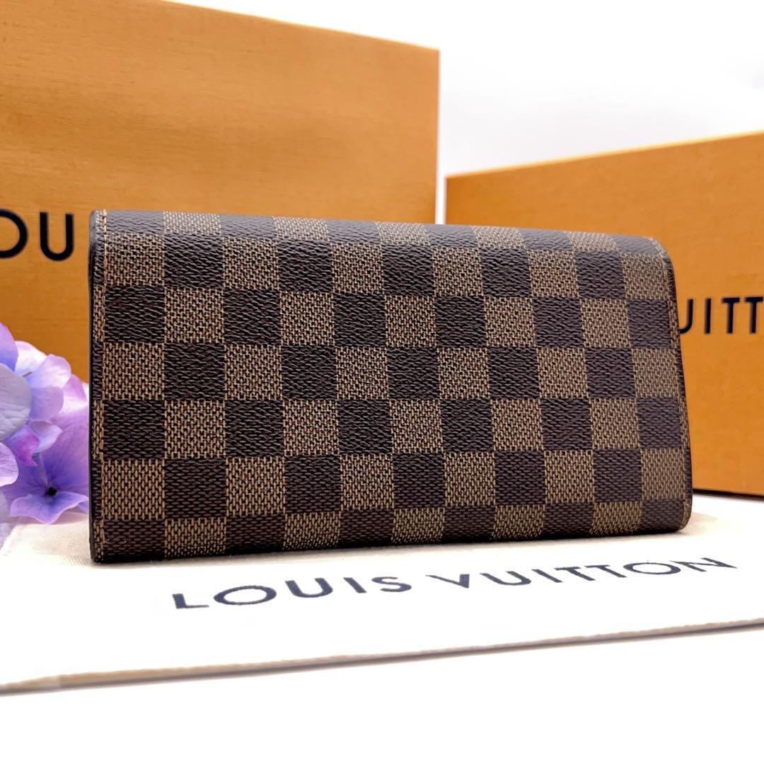 極美品 ルイヴィトン Louis Vuitton ポルトフォイユ サラ ダミエ エベヌ 長財布 二つ折りの画像2