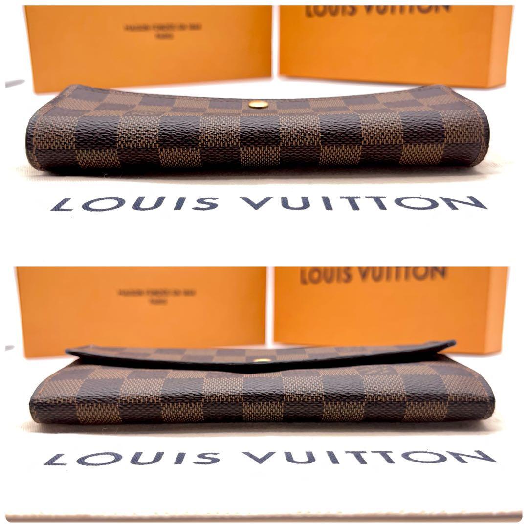 極美品 ルイヴィトン Louis Vuitton ポルトフォイユ サラ ダミエ エベヌ 長財布 二つ折りの画像3
