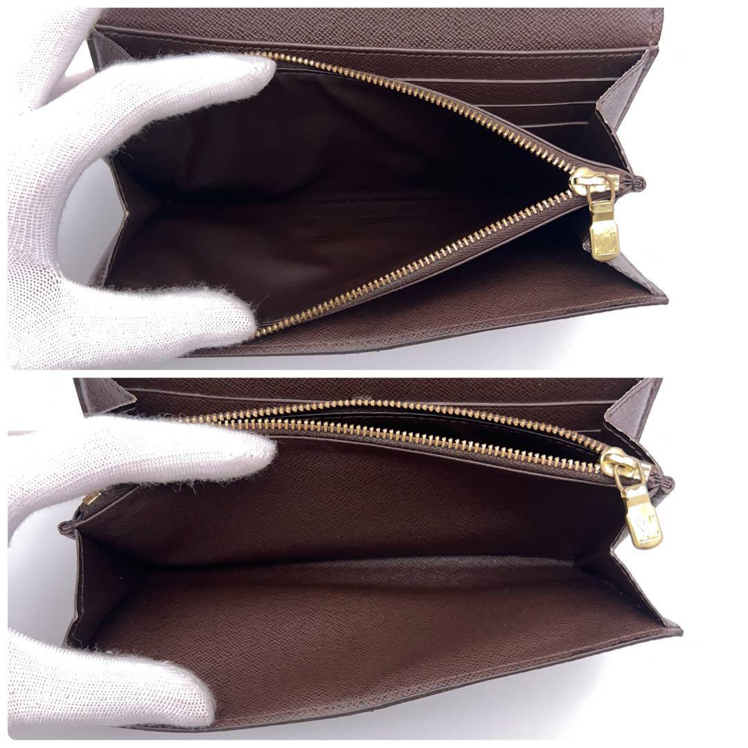 極美品 ルイヴィトン Louis Vuitton ポルトフォイユ サラ ダミエ エベヌ 長財布 二つ折りの画像7