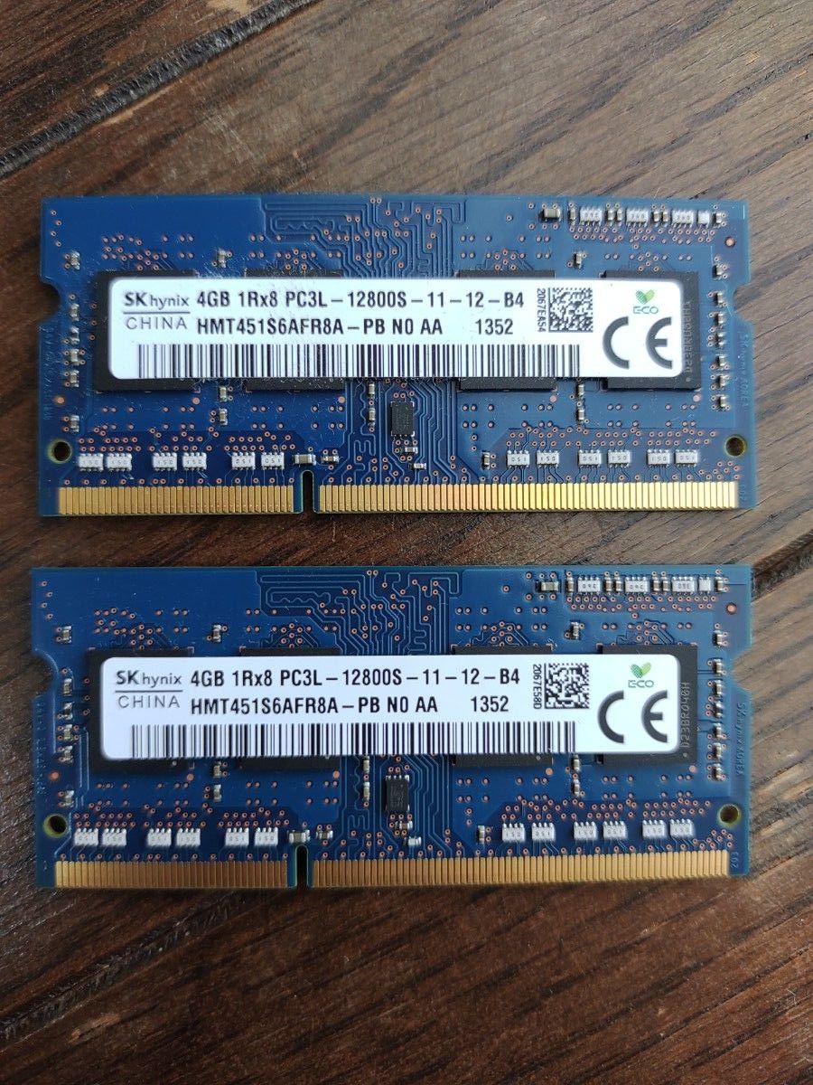ノート用メモリ DDR3 12800 8GB (4GB x 2) SK hynix
