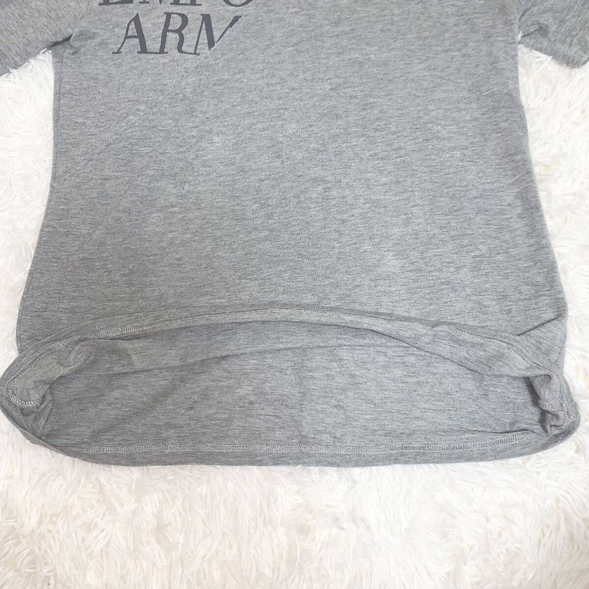 希少 大きいサイズ エンポリオアルマーニ EMPORIO ARMANI ポロシャツ ロゴ入 ダメージ加工 コットン100% グレー XL 1スタ_画像5