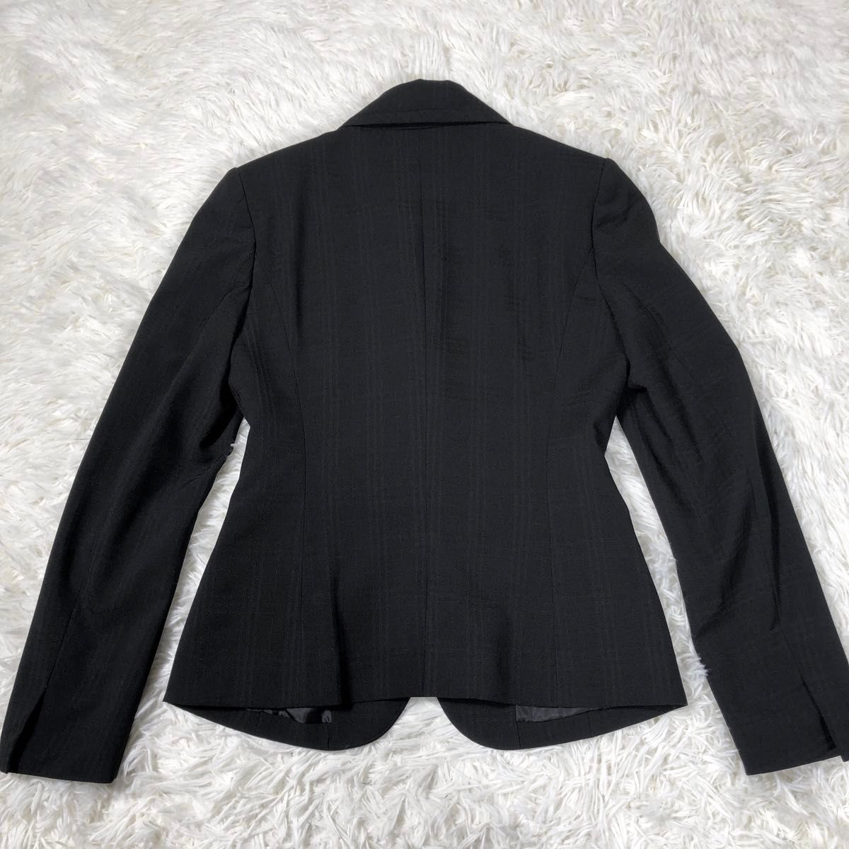 【極美品】スーツセレクト　セットアップ　ブラック　チェック柄　サイズ7(S)