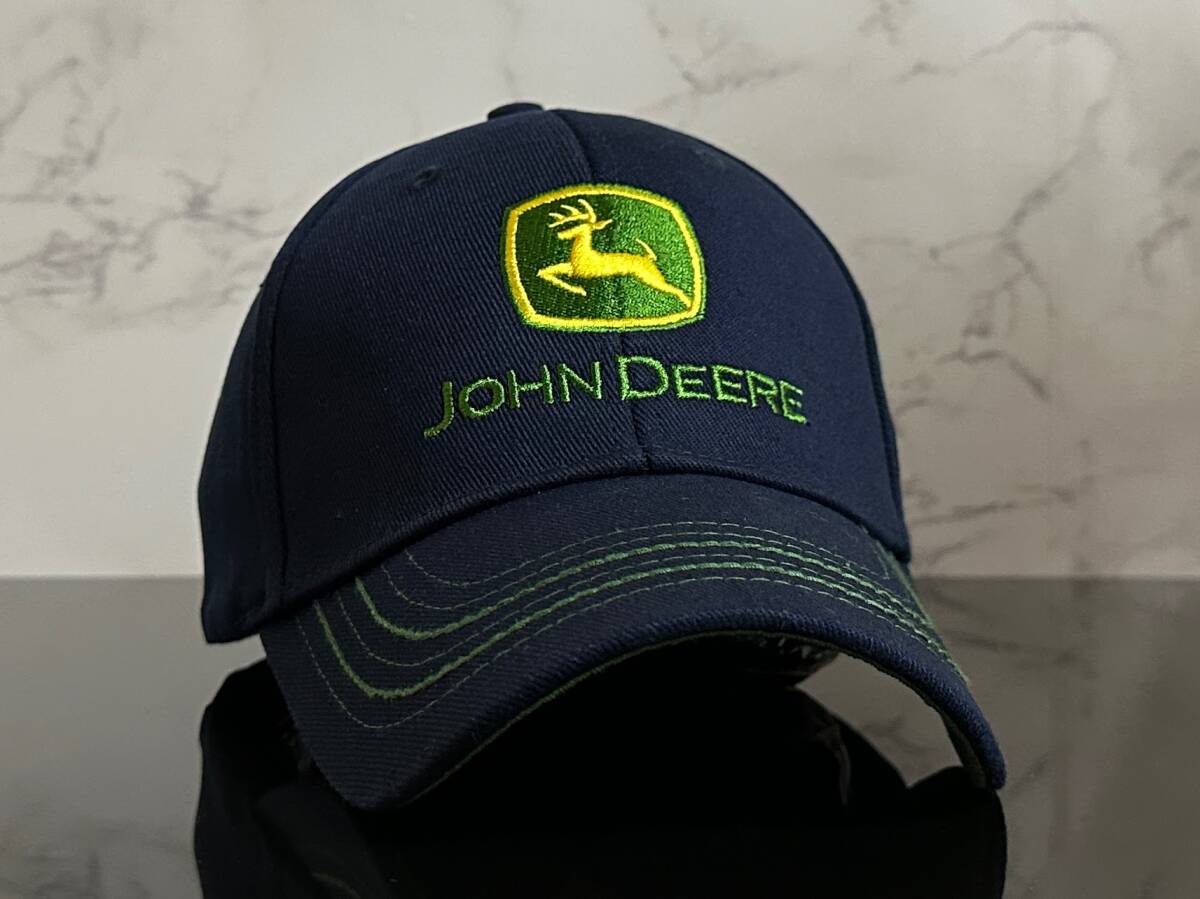 【未使用品】115KB★JOHN DEERE ジョン・ディア キャップ 帽子 CAP ファンにも嬉しいクールなネイビーの伸縮素材《伸縮前58㎝～61㎝位迄》の画像1