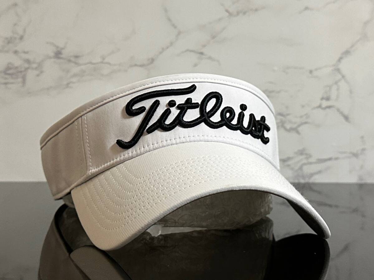 【未使用品】369K★Titleist タイトリスト ゴルフ サンバイザー キャップ 帽子 上品で高級感のあるホワイトにシリーズロゴ《FREEサイズ》_画像1
