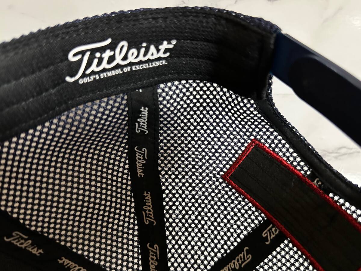 【未使用品】69E★Titleist タイトリスト ゴルフ メッシュ キャップ 帽子 CAP 高級感のあるネイビーにシリーズロゴとFJロゴ《FREEサイズ》の画像9