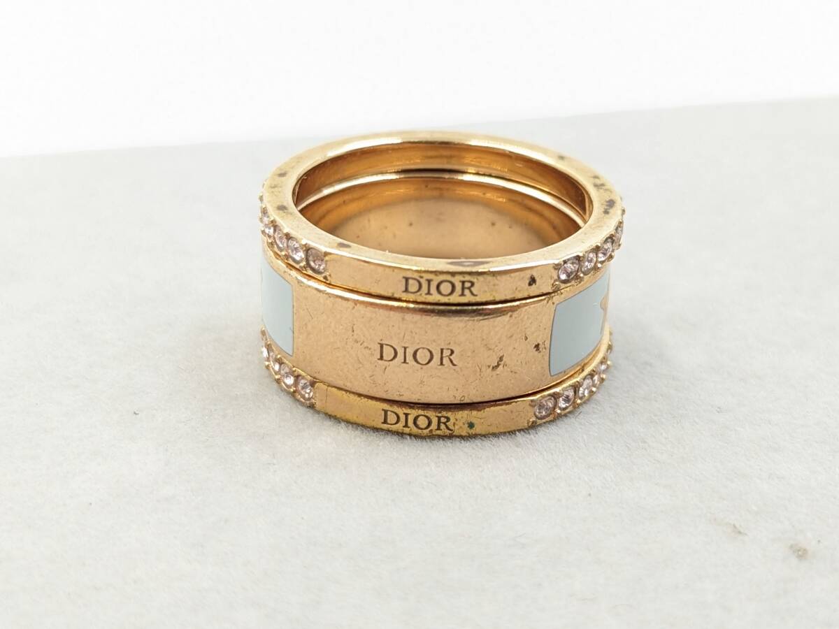 1 иен ~*Christian Dior Christian Dior 3 полосный кольцо кольцо S размер примерно 10 номер стразы * женский аксессуары коллекция 