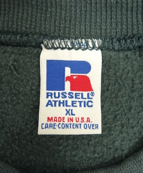 90s ヴィンテージ USA製 RUSSELL ATHLETIC 前Vガゼット付き クルーネック スウェットシャツ 企業物 VINTAGE 90年代 アメリカ製_画像2