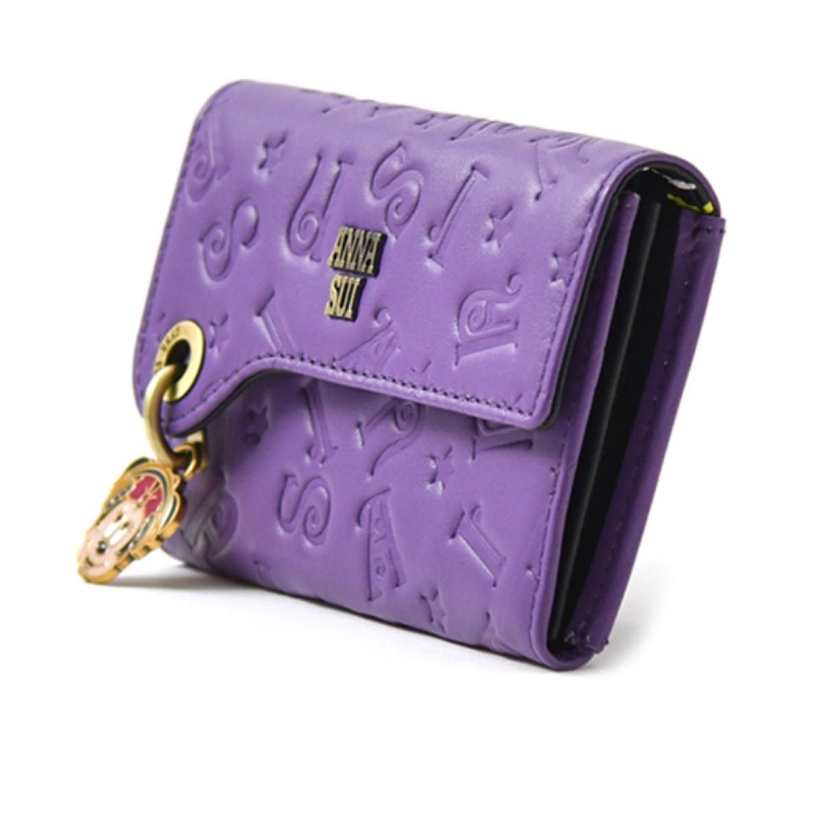 アナスイ(ANNA SUI) Disney コラボ　DISCO! マルチケース　ミニー　 財布 小銭入れ カードケース　紫　レザー