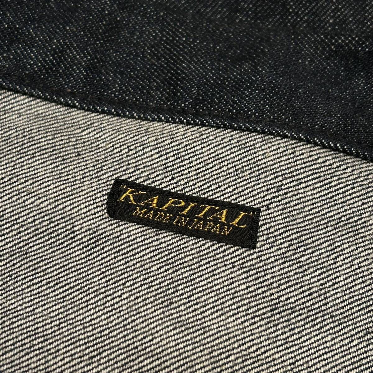 ほぼ未使用 KAPITAL キャピタル 14oz デニムジャケット Gジャン 1STモデル 黒糸 アメカジ ヴィンテージ_画像3